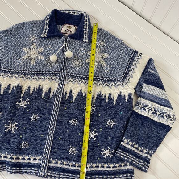 Tiara International Ugly Christmas Cardigan Sweater Full Zip Snowman Size XL - Picture 5 of 5